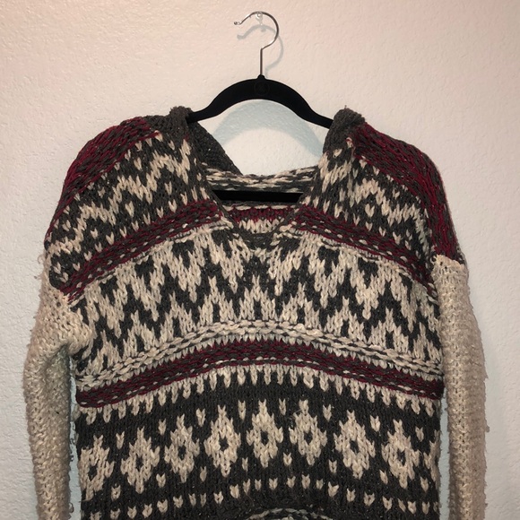 Free People Sweaters - Hooded multi-colored cropped knitted sweater